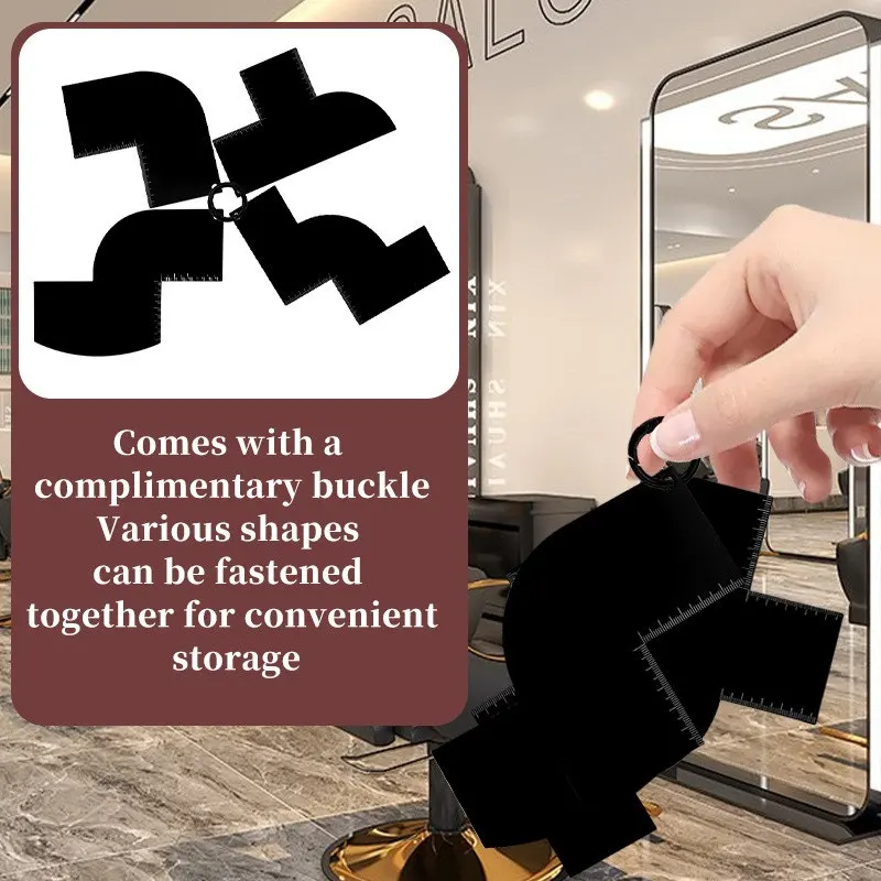 Reusable Color Enhancement Barber Card Easy to Clean with Measurement Indicators Beard Line Up Tool Black Hairline Maker image 6
