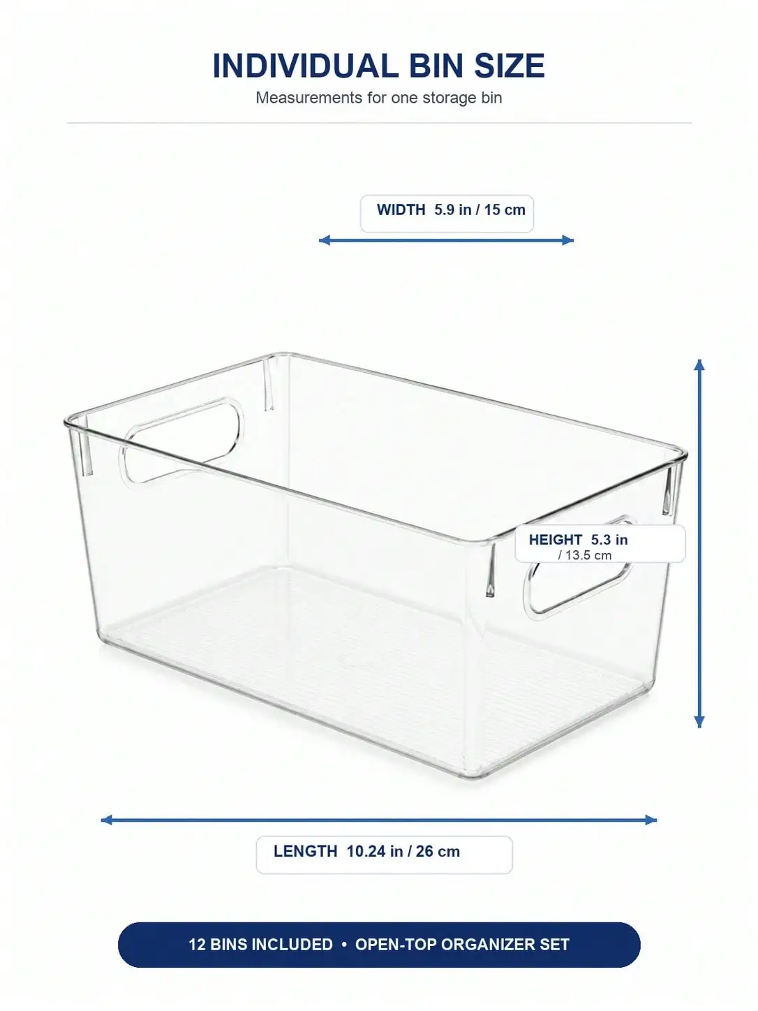 12-Pack Clear Storage Bins with Handles, Open-Top Organizer Set for Office Desk, Stationery and Home Organization view 2