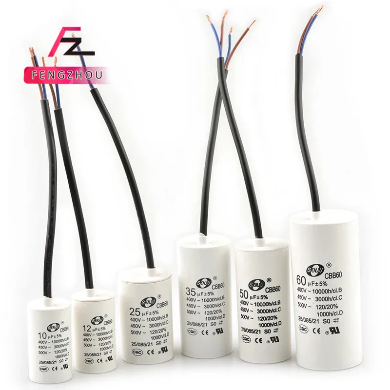 Motor Run Capacitors CBB60 450V AC Starting Capacitor 3/4/5/6/8/10/12/14/15/16/18/20/25/30/40/45/70/80UF for Washing Machine