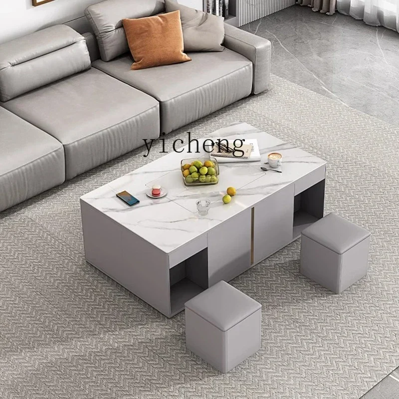 

rock slab multi-functional intelligent coffee table tea table tea stool integrated automatic lifting TV cabinet combination