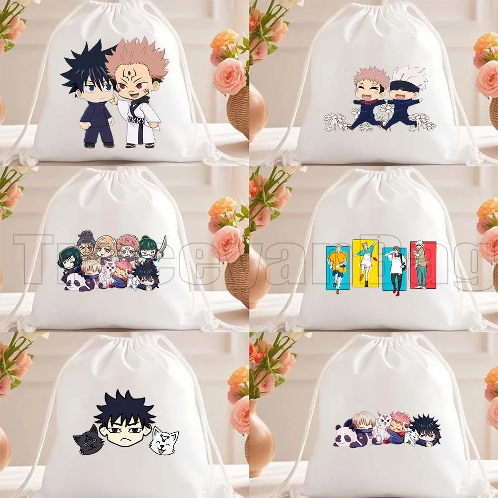 

Funny Running Chibi Jujustu Kaisen Yuji Gojo Cute Anime Boys Fan Gifts Drawstring Bags Soccer Backpack Gym Sackpack String Bags