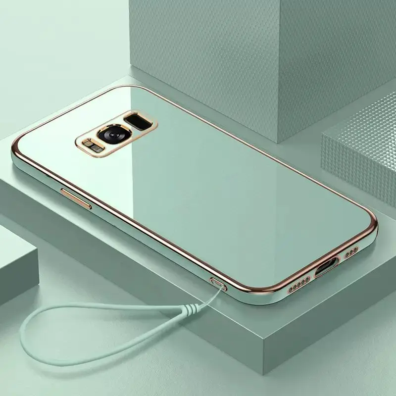 For Samsung Galaxy S8 Case Luxury Square Plating Galaxy S8 Plus Phone Case ShockProof Silicone Back Cover Fundas
