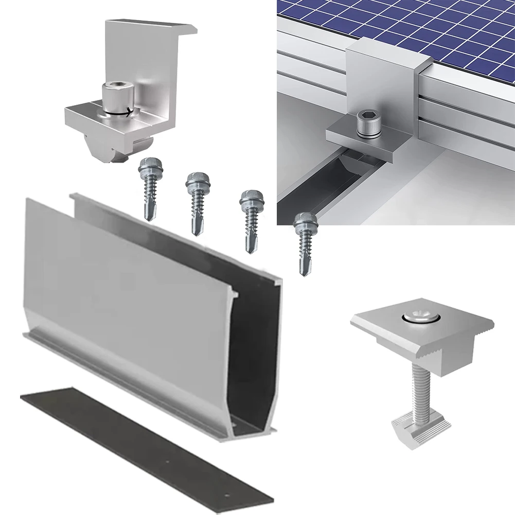 Soporte de montaje en Panel Solar, rieles en forma de U, abrazadera de sujeción, módulo de montaje, estantería fotovoltaica, suministros de energía Solar