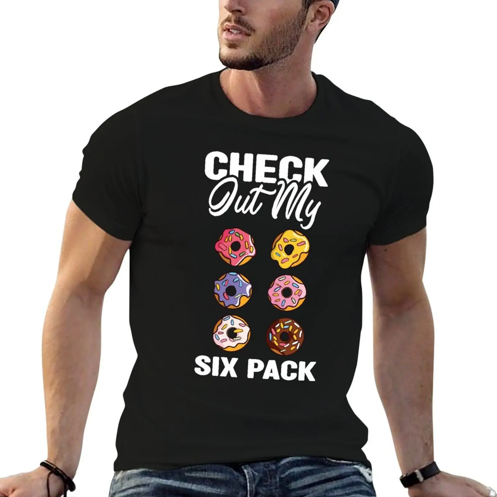 Check Out My Six Pack Donut - Funny Abs Workout Jokes T-Shirt t shirt man designer t shirt man plain man graphic t shirt T-shirt