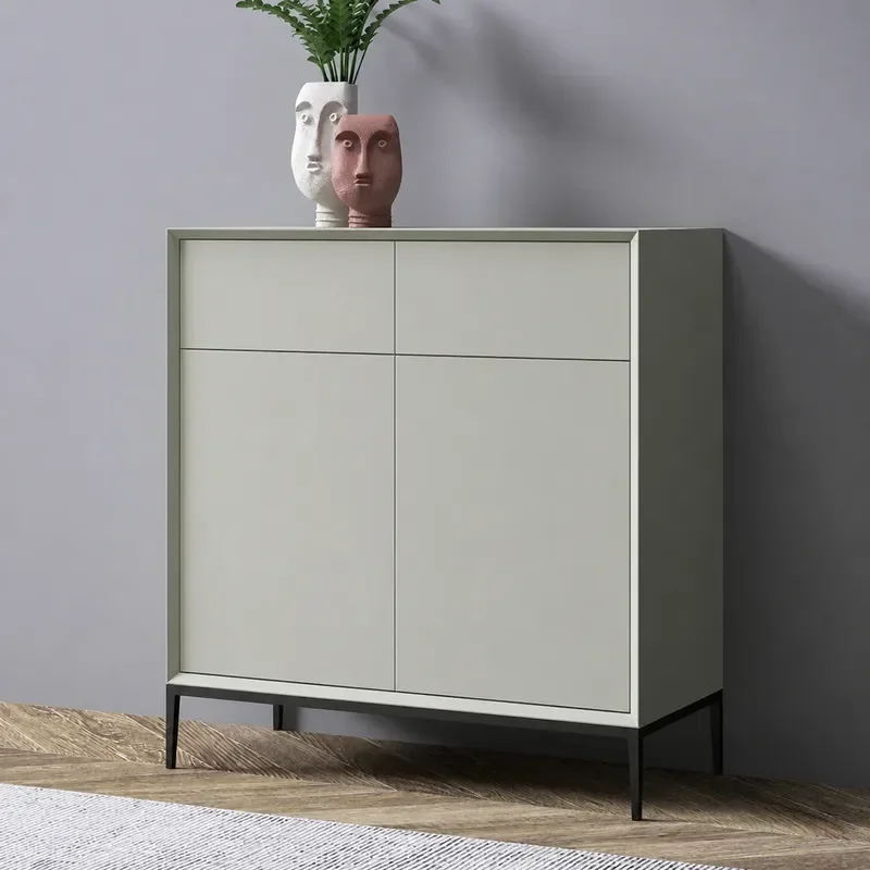 Italian Minimalist Shoe Cabinet Painted Home Door Porch Multi Functional Multi Layer Locker Fully Equipped Modern Simple