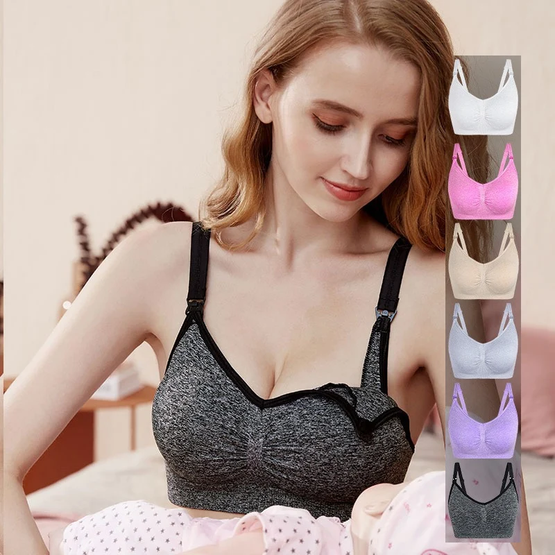 

High Quality Maternity Nursing Bras Cotton Breastfeeding Pregnant Underwear Seamless Large Size Breathable Bra Push Up