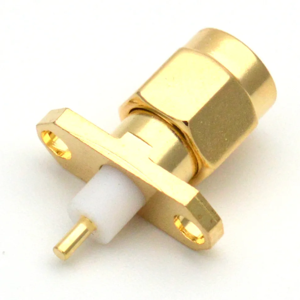 1 Stück SMA-Stecker 2-Loch 16mm Flansch Lötanschluss RF-Stecker SMA-JF Vergoldet – Detail 5