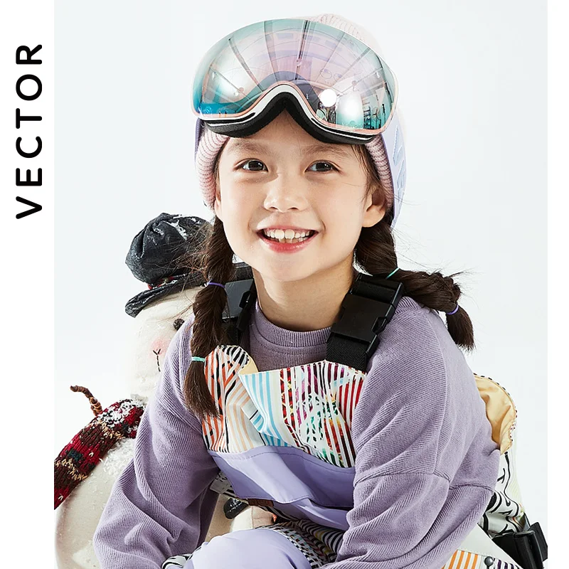 VECTOR Kids Ski Goggles Anti Fog Magnetic Helmet Compatible Snow Goggles Double Layers UV400 Protection Ski Glasses Snowboard