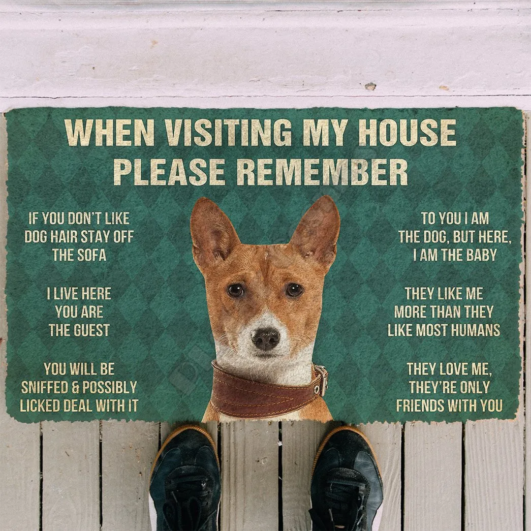 3D Please Remember Basenji Dogs House Rules Custom Doormat Non Slip Door Floor Mats Decor Porch Doormat