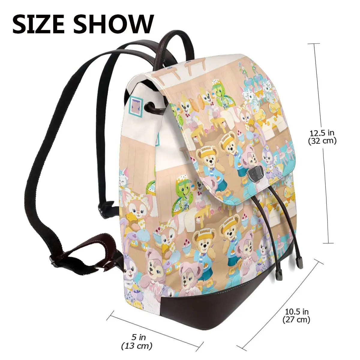 New Women's Multifunction Disney Duffy Bear Backpack Casual Leather School Bag For Girls Fashion Travel Shoulder Bag