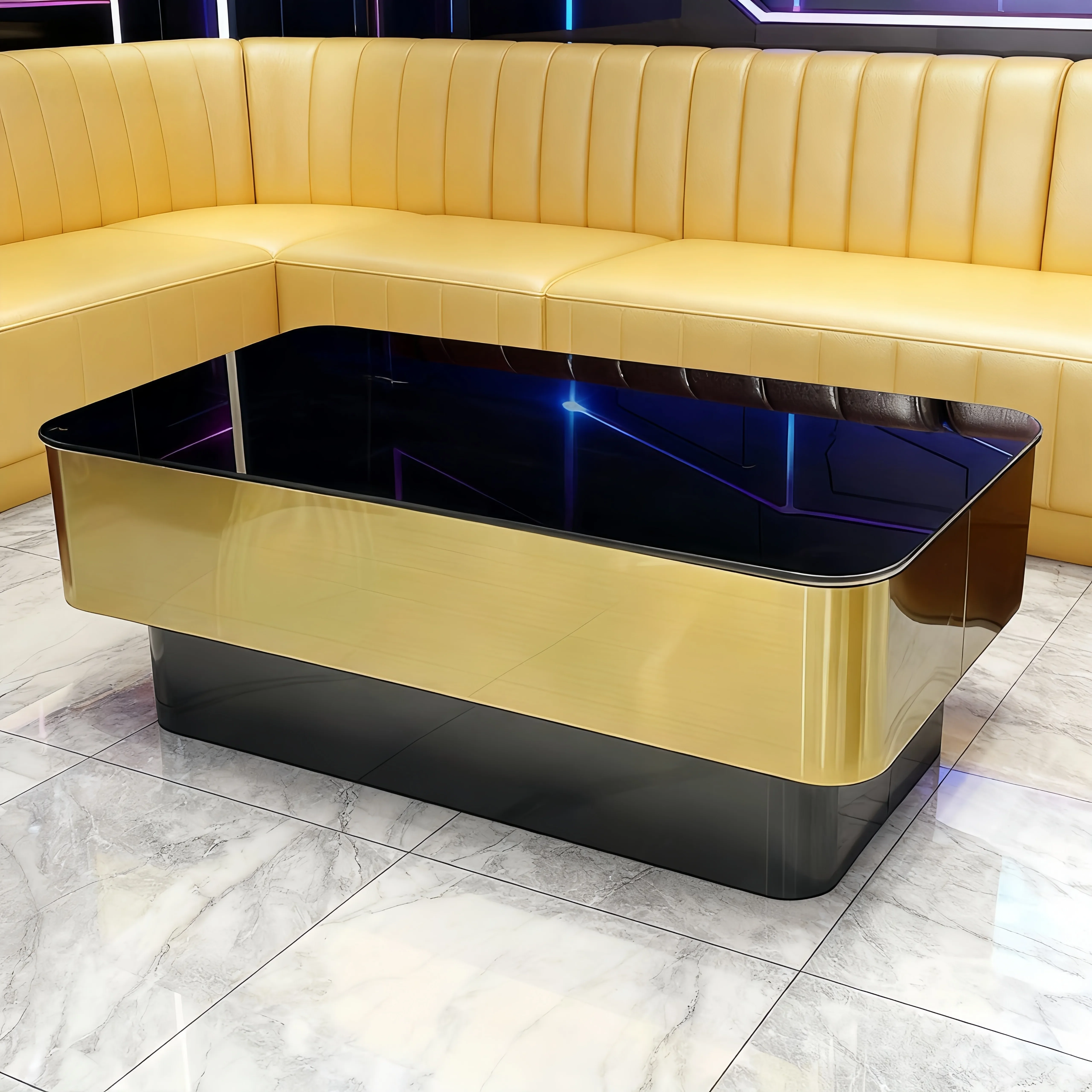 KTV coffee table special luminous tempered glass bar stand simple table booth slate marble stainless steel simple