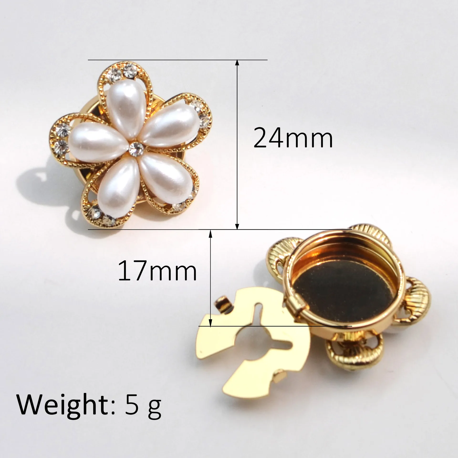 Luxury Flower Pearl Rhinestone Cufflinks unisex, Gold/Silver Cuff Links, Elegant Formal Shirt Accessories for Wedding Business