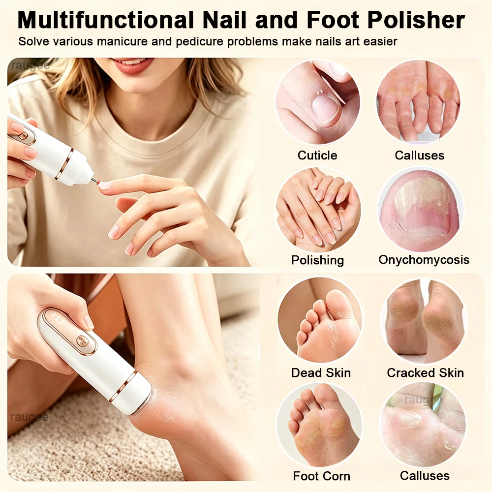 Electric Foot Grinder Callus Remover for Feet 2 in 1 Electric Foot File Nail Grinder USB Rechargeable Foot Sander Pedicure Tool
