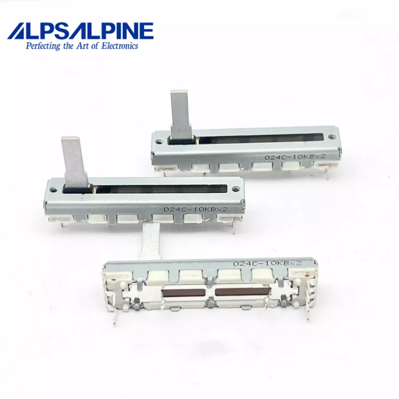 1pcs，Straight slip potentiometer，10KB×2，6Pin，Total length 45mm，  Mixing console volume putter