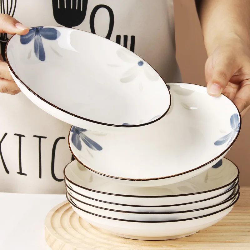 

Underglaze color household ceramic bowls and plates Japanese simple dishes ceramic rice bowls noodle bowls tableware wholesale