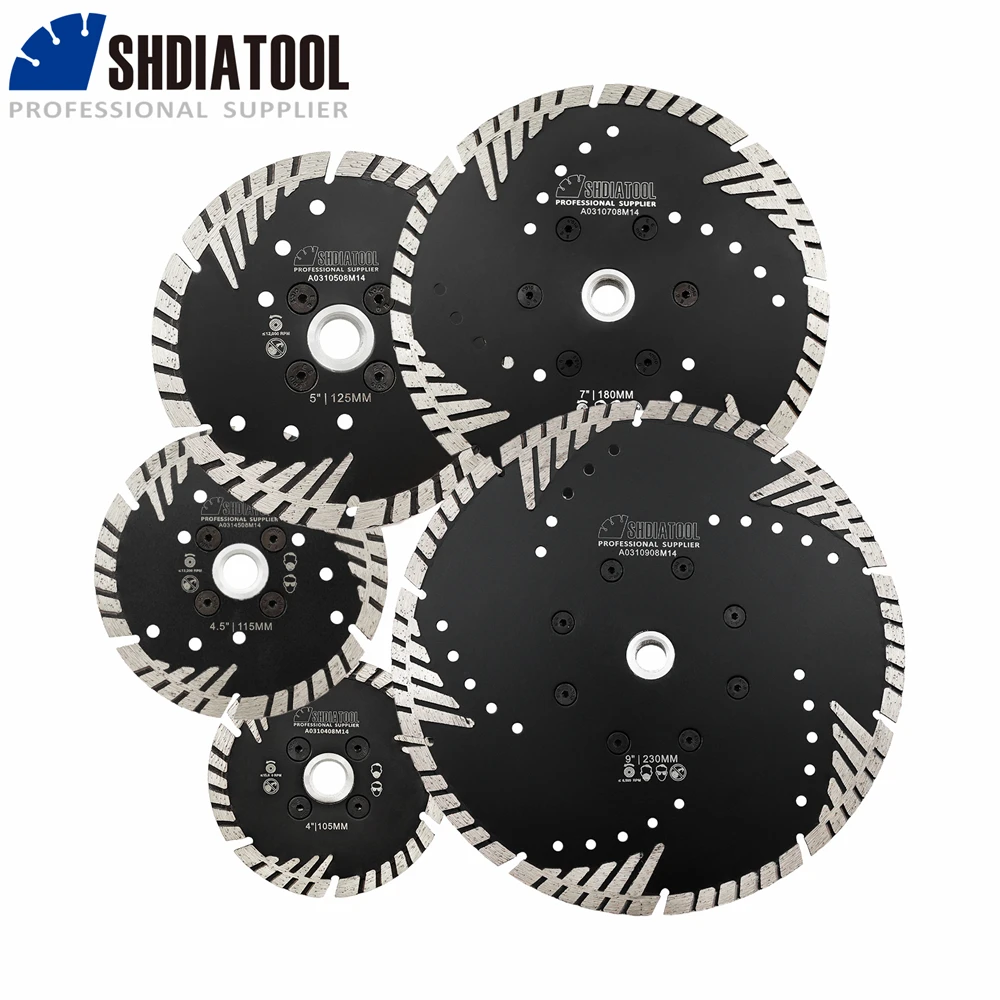 

SHDIATOOL 1Pc Diamond Saw Blade With M14 Flange 4-9inche Protection Teeth Cutting Disc Marble Granite Ceramic Tile Cutter Plate