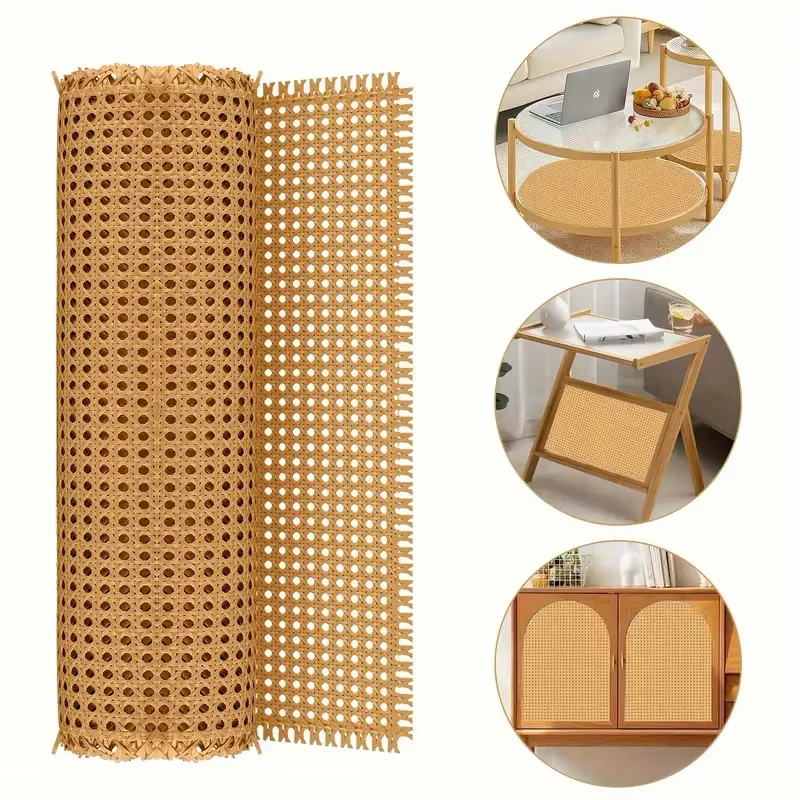 Plastic Rattan Webbing Roll, Handwoven Synthetic Poly Rattan, Faux Cane Mesh-Open Weave, for DIY Home Decor Projects Waterproof
