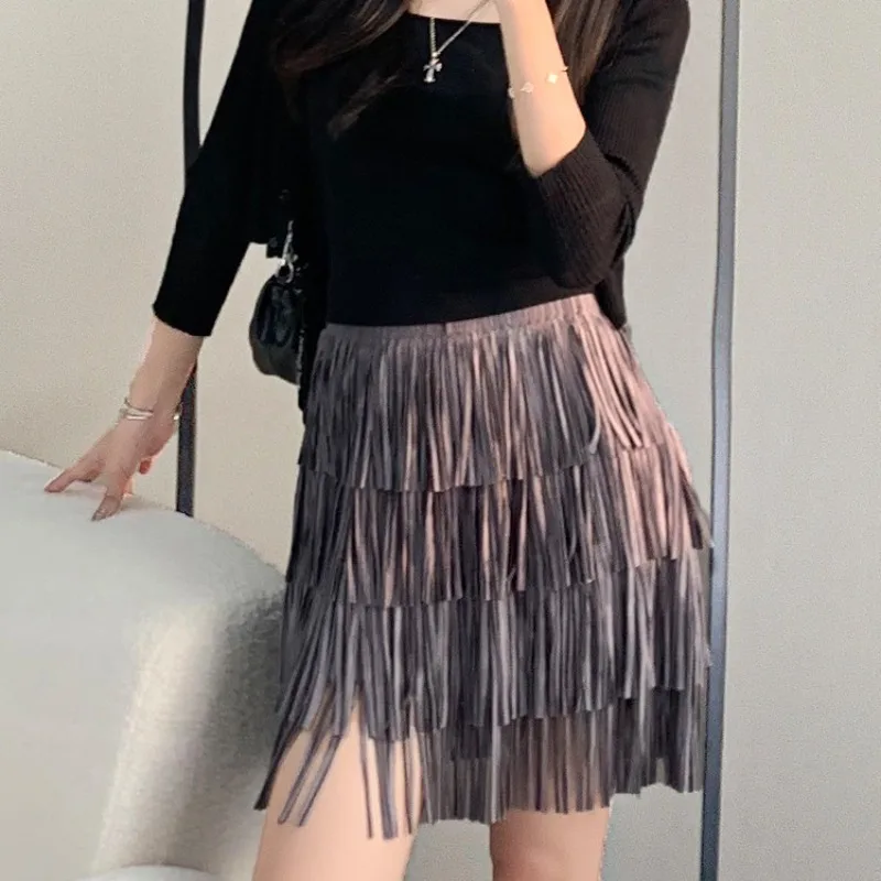 Pleats Pleated Skirt Senior Sense Tassel Short Section Character Bustier Commuting Versatile Fashion A-line Skirt Women Fall New