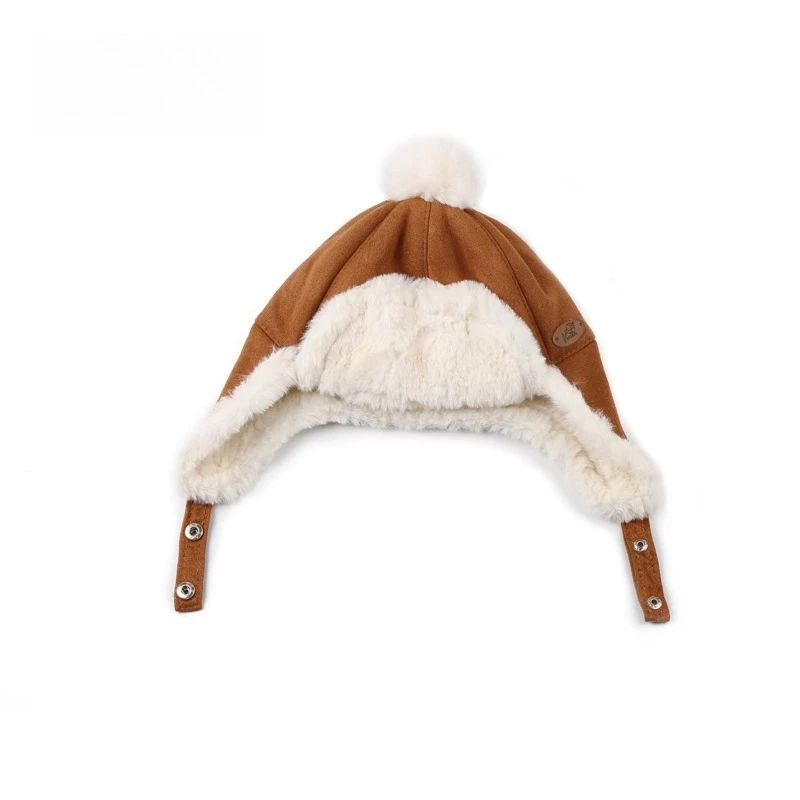 1-4歳 冬用 キッズ ベビー 男の子 女の子 ロシア風帽子 ファーボール付き 耳付き 厚手 暖かい帽子 プラッシュ 子供用 フライングキャップ ボンバーハット