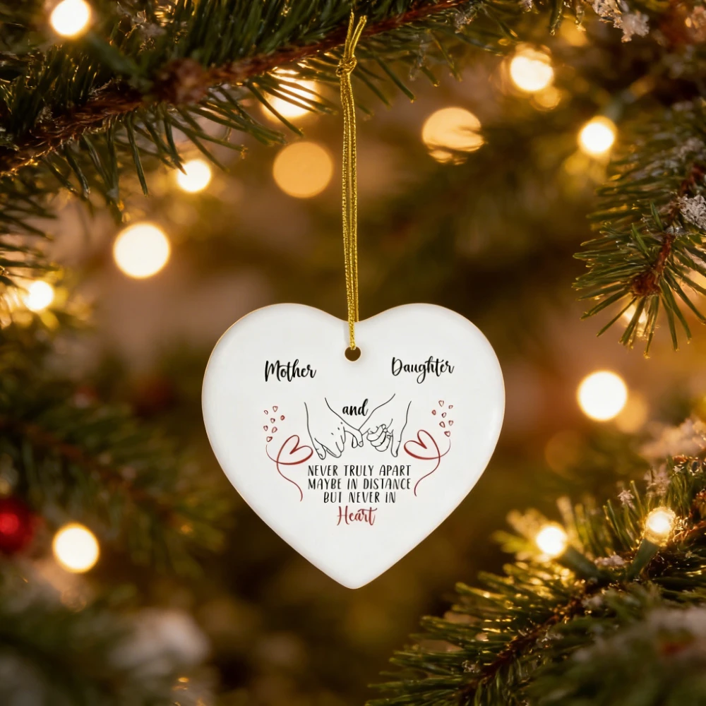 Mother-daughter heart-shaped acrylic Christmas decoration, a gift for Mum on Mother's Day
