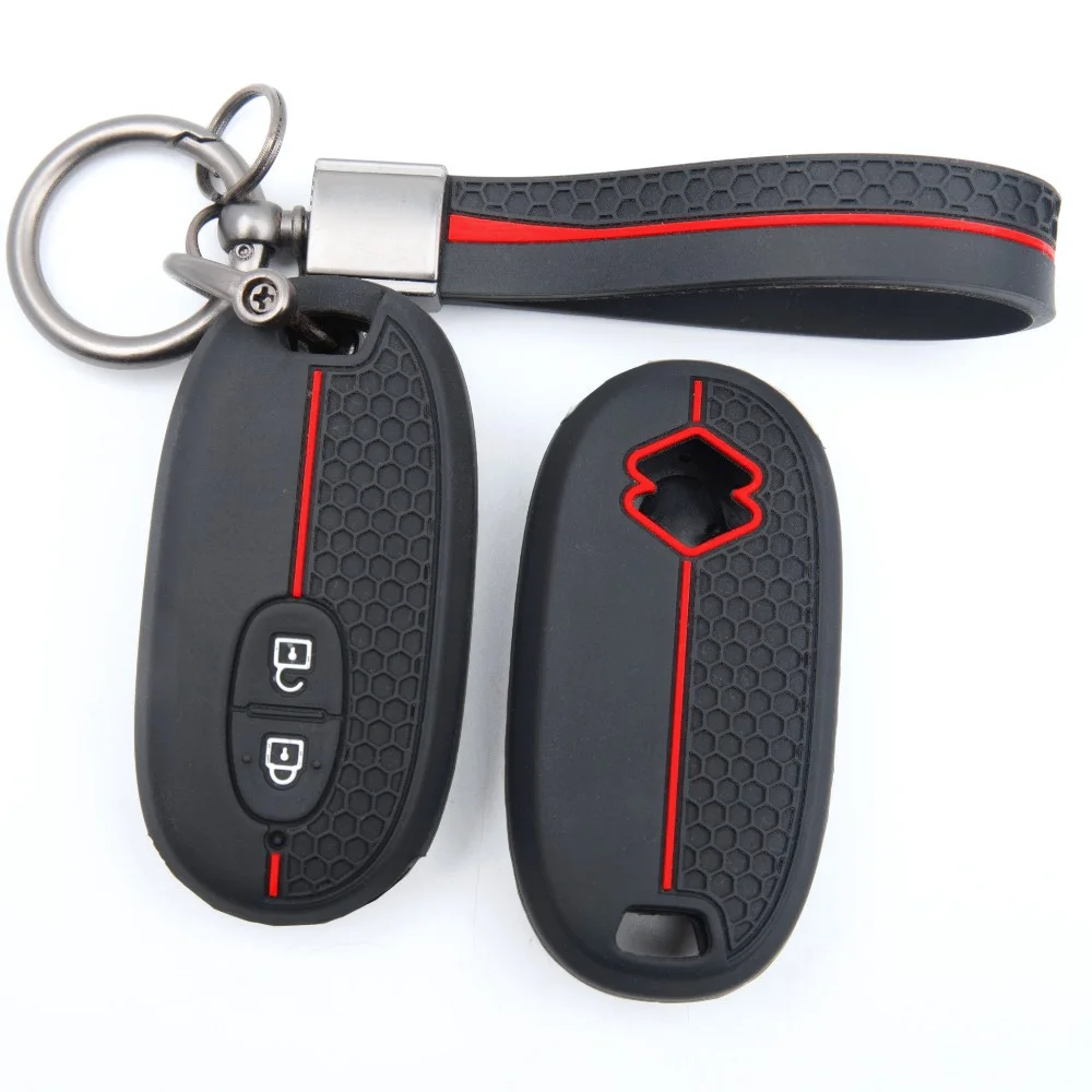 Soft Silicone Key Fob Case For Suzuki Wagon R Every Hustler Palette Solio Alto Lapin Spacia with ring wrist strap