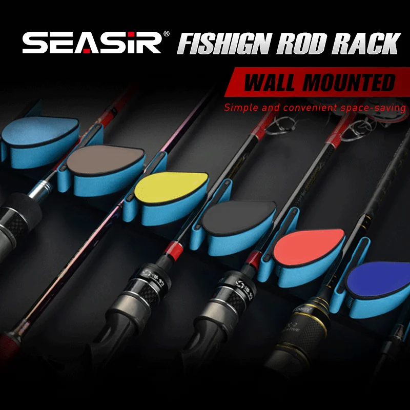 SEASIR Wall Mounted Fishing Rod Rack Thickened Spring Multi Functional Fishing Rod Rack One Mount Holder Stand Kit Rod Buckle