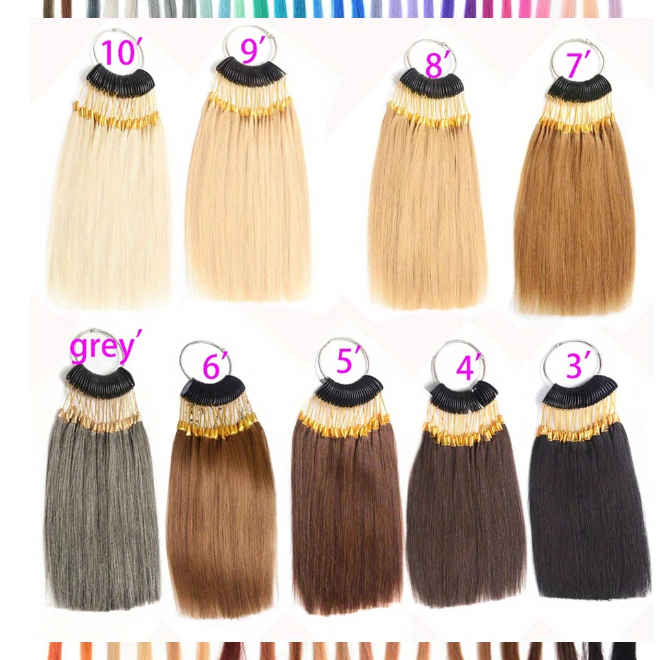 

100% Human Hair 30 Piece/Pack 8 Inch Swatches for Salon Testing Color Sample Real Hair Piece Dye Test Hair For Professional Use