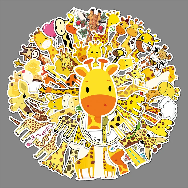 50Sheets Creative DIY Giraffe Stickers Cartoon Animal Suitcase Helmet Refrigerator Notebook Stickers Children's Gift Toy