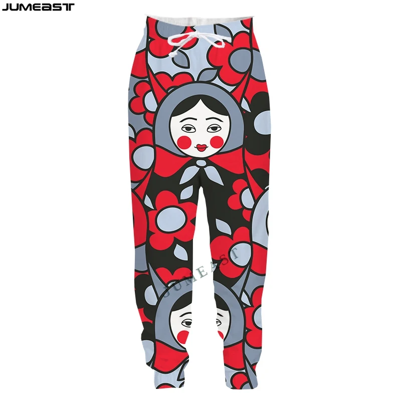 

Jumeast Y2k Men Women 3D Printed Russian Doll Casual Long Pants Sport Pullover Length Sweatpants Trousers