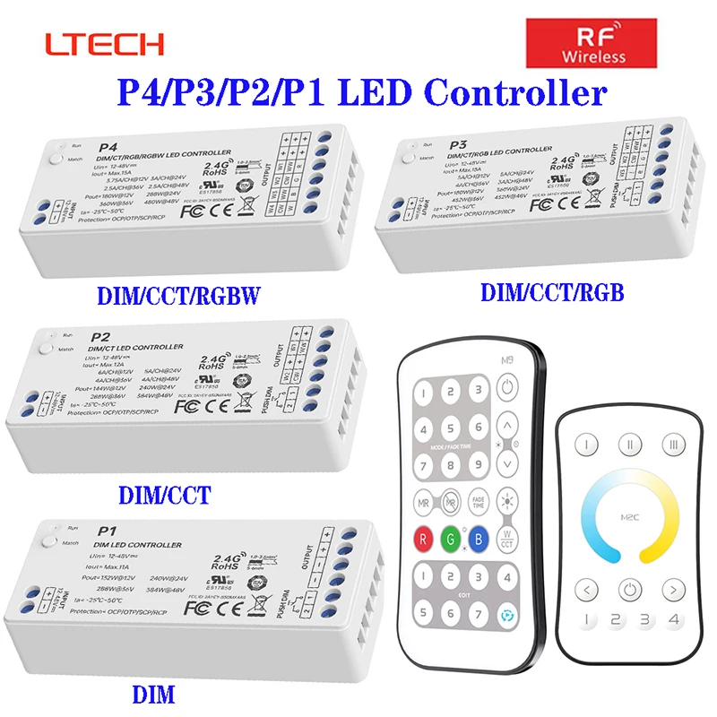 LTECH 1CH/2CH/3CH/4CH/5CH LED Controller DC12-48V P1/P2/P3/P4/P5 2.4GHz wireless