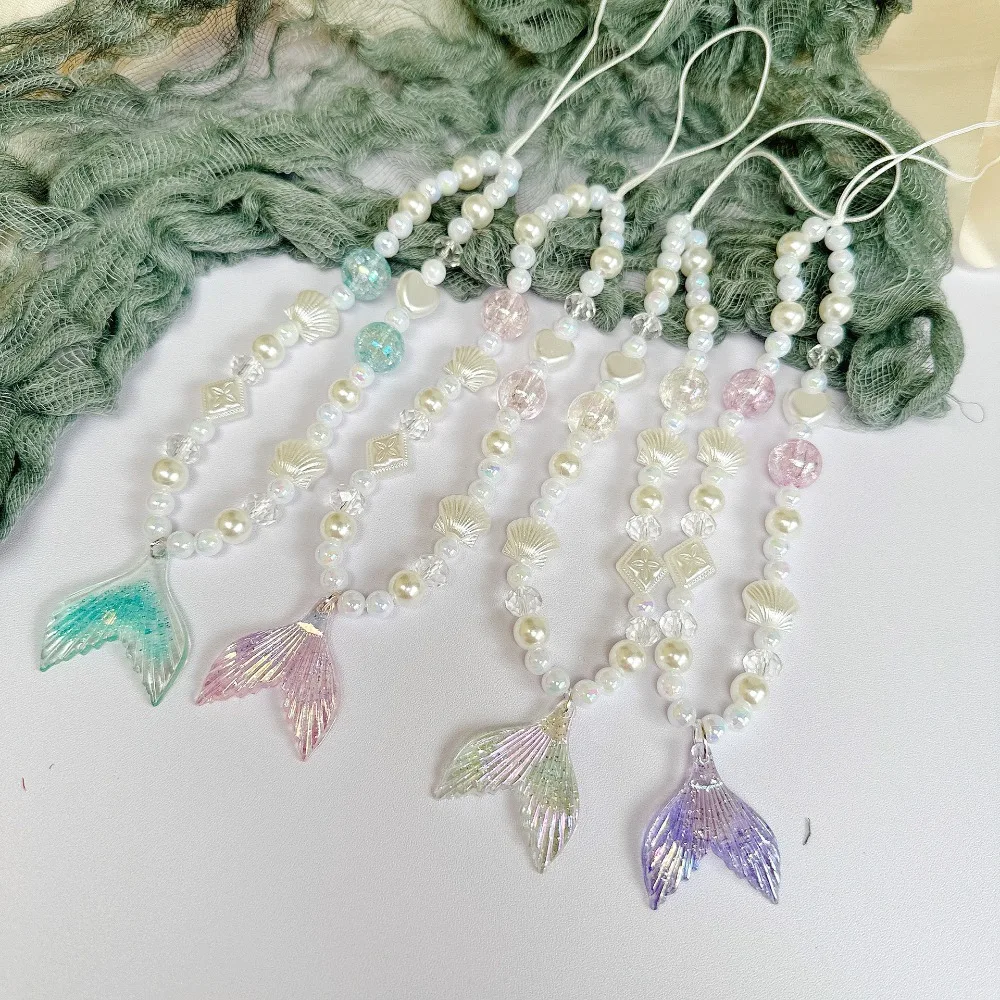

Fish Tail Bead Phone Chain Pearl Anti-loss Mobile Phone Lanyard Decoration Shell Cell Phone Strap Telephone Decor