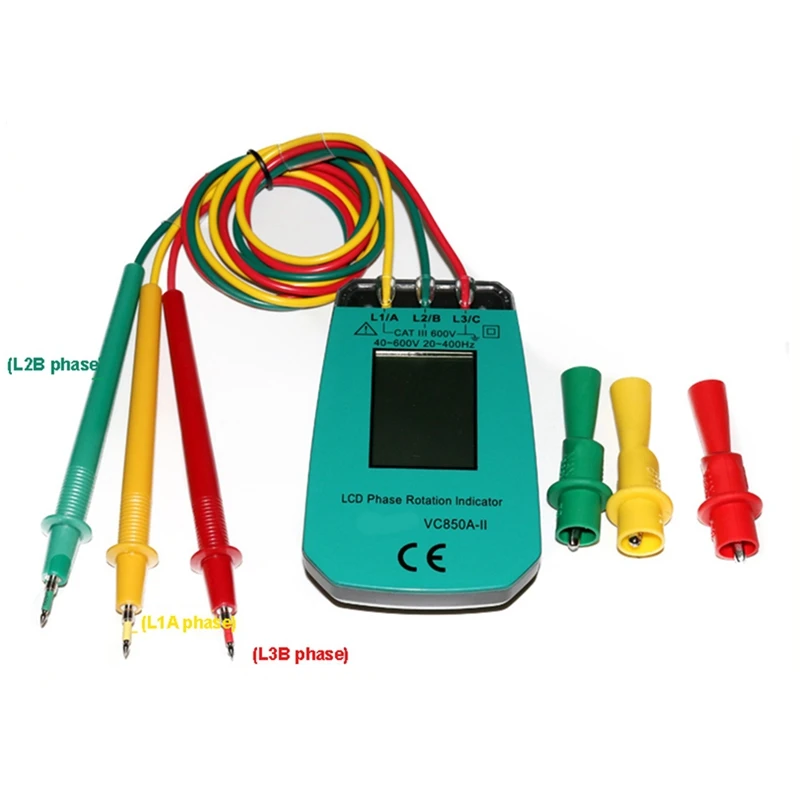 3 Phase Tester Digital Phase Indicator Detector LED Phase Sequence Meter Voltage Tester 40V-600V AC Durable