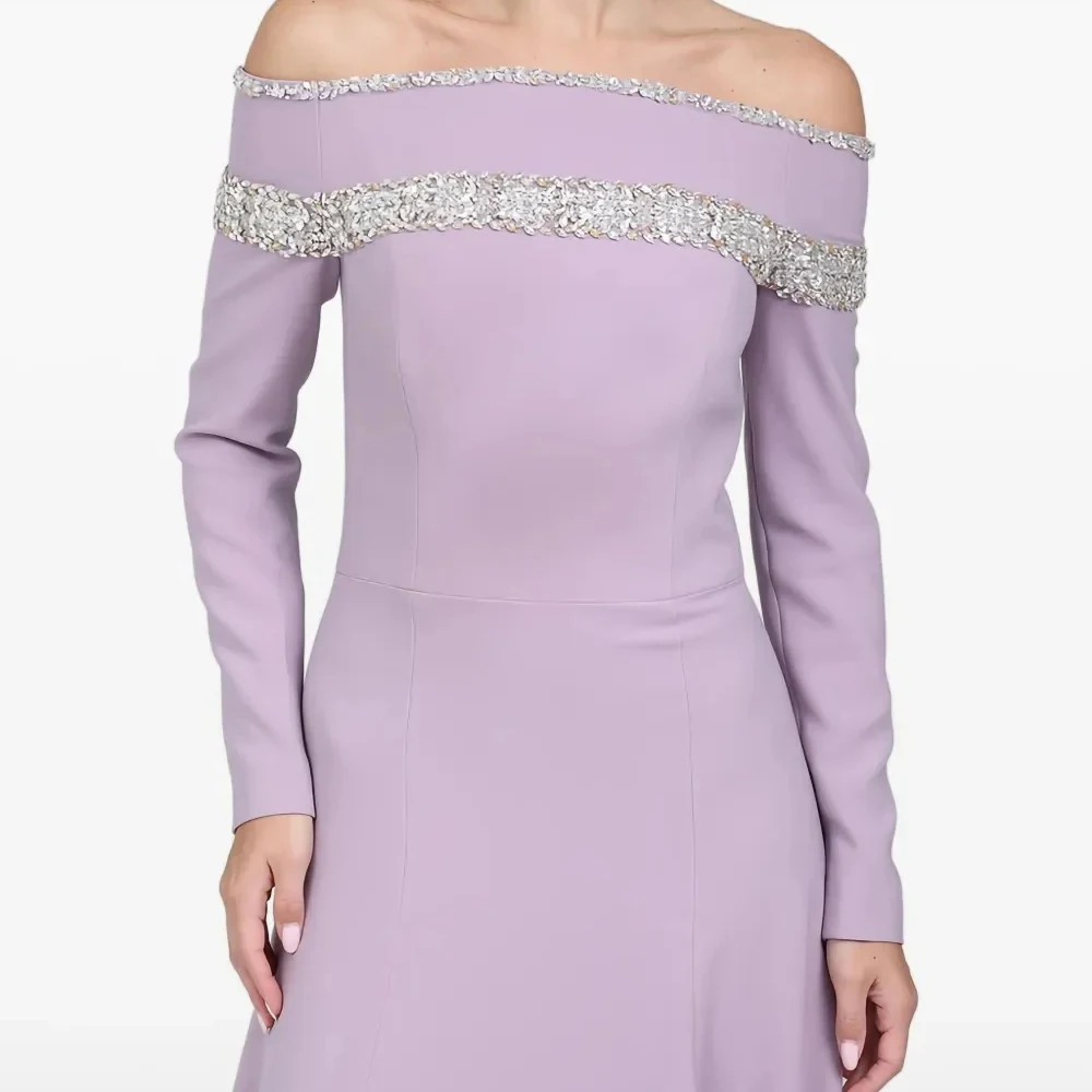 Vestidos de Noche de sirena para mujer, vestido de fiesta de manga larga hasta el suelo con hombros descubiertos, vestido personalizado drapeado con cristales a la moda