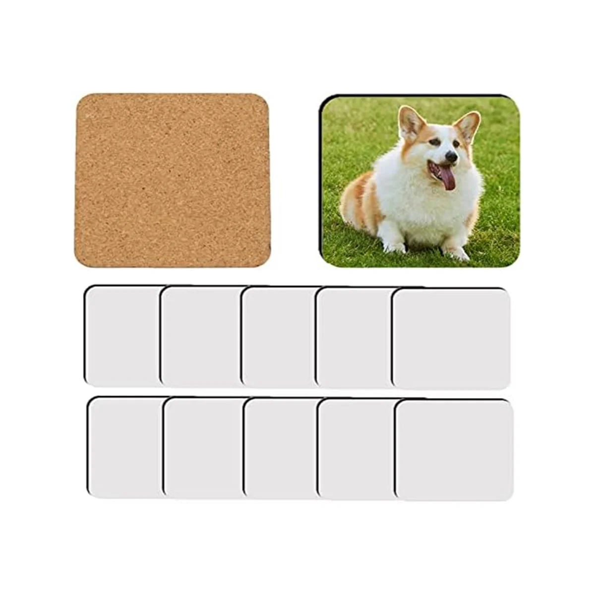 

12 Pcs Sublimation Square Coaster Blanks Bulk MDF Blanks Hardboard Cork Coasters Blank MDF Cork Coasters