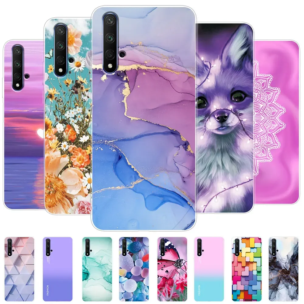 For Huawei Honor 20 Case Cover Nova 5T 6.26 Inch Chic Girl Marble Silicone Clear Phone Case For Honor 20 Protective Bumper Funda