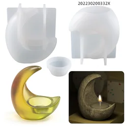 DIY Crystal Epoxy Resin Silicone Mold Half-moon Candlestick Ornament 3D Aromatherapy Candle Holder Decoration Molds For Resin