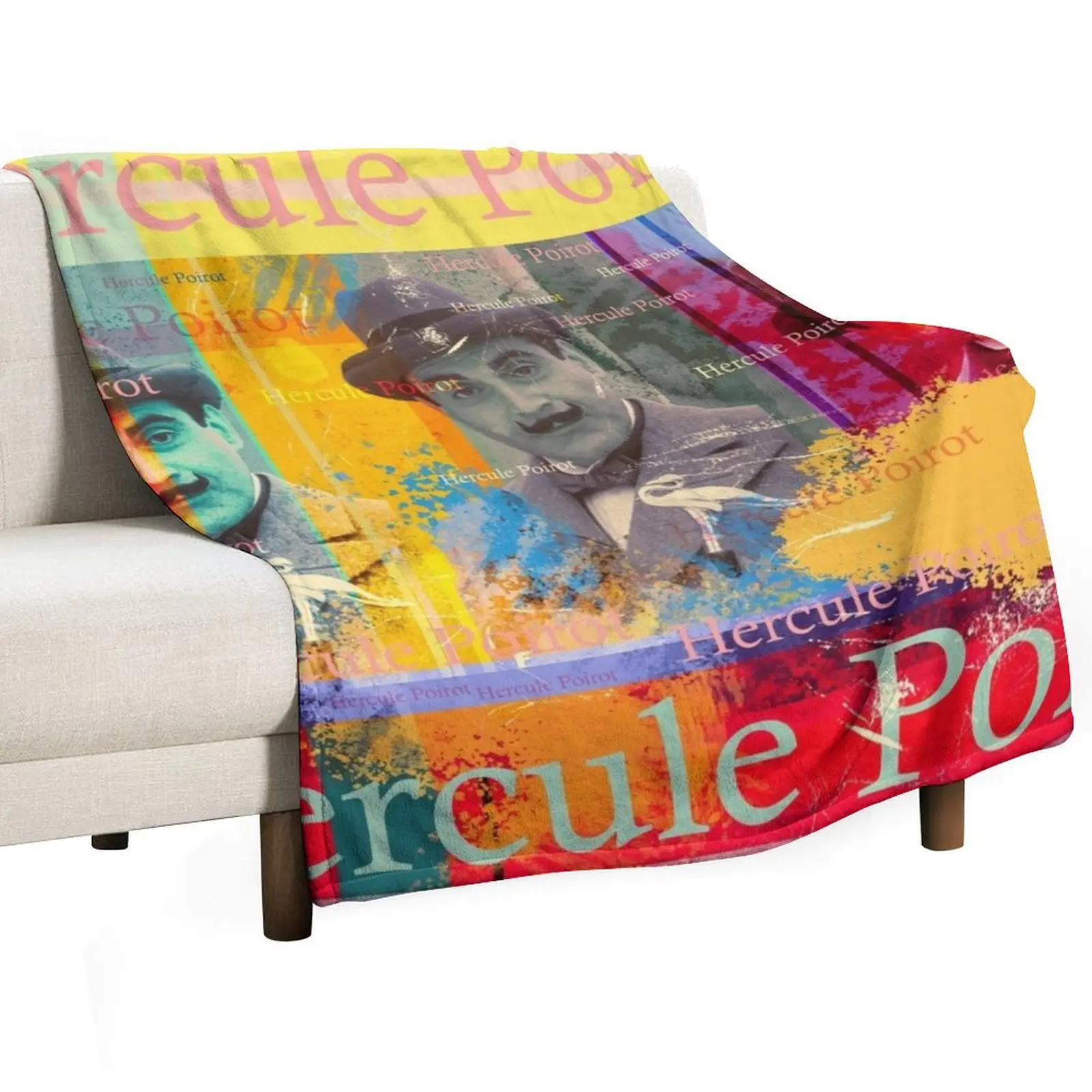 صورة Hercule Poirot، ملحق جمالي مع المباحث البلجيكي المعروف لمحبي السلسلة بطانية رمي #3