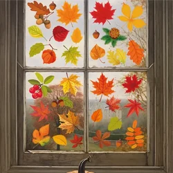 Thanksgiving Fall Leaves Window Clings Windows Doors Decorated With Maple Leaves Thanksgiving Glass Stickers Autumn Decoration