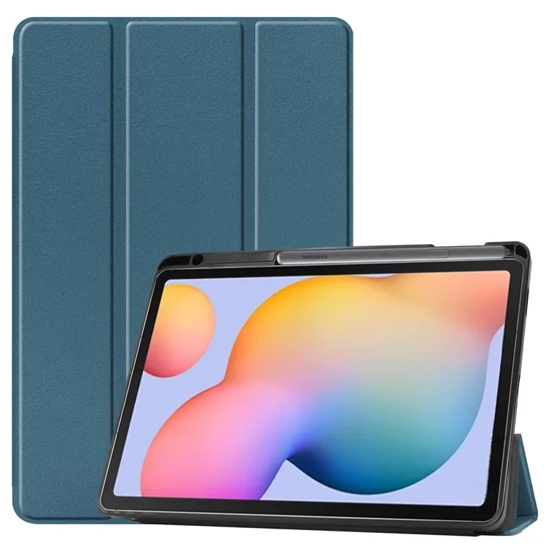 For Samsung Galaxy Tab S6 Lite 10.4 inch P610 P615 Case with Pencil Holder Tri-Fold Stand Case Tablet Shell For Tab S6 Lite 2022