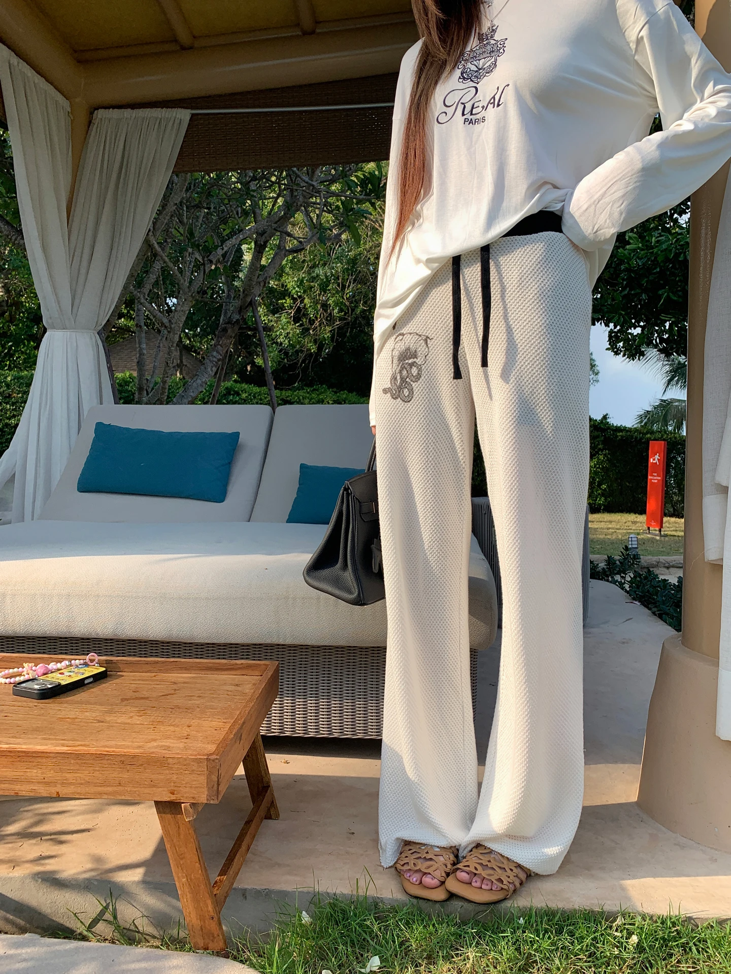 

Earth Store Women's Wide Leg Casual Pants Loose BF Lazy Style Versatile Loose Elastic Waist Polyester Cotton Blend Digital Pr...