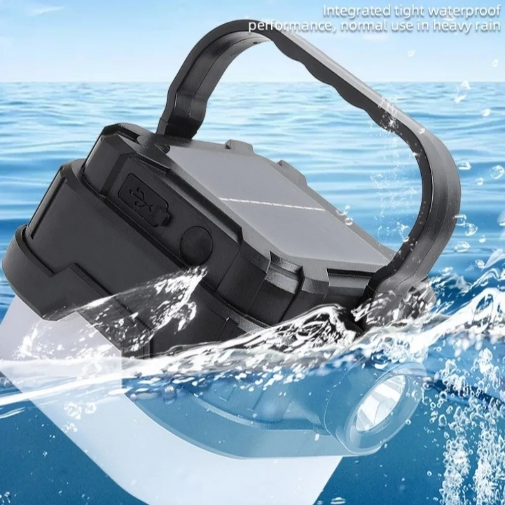 Multi-Function Solar Camping Lamp Adjustable LED Waterproof Emergency Light Lithium Battery Square Design Outdoor Tent Lamp