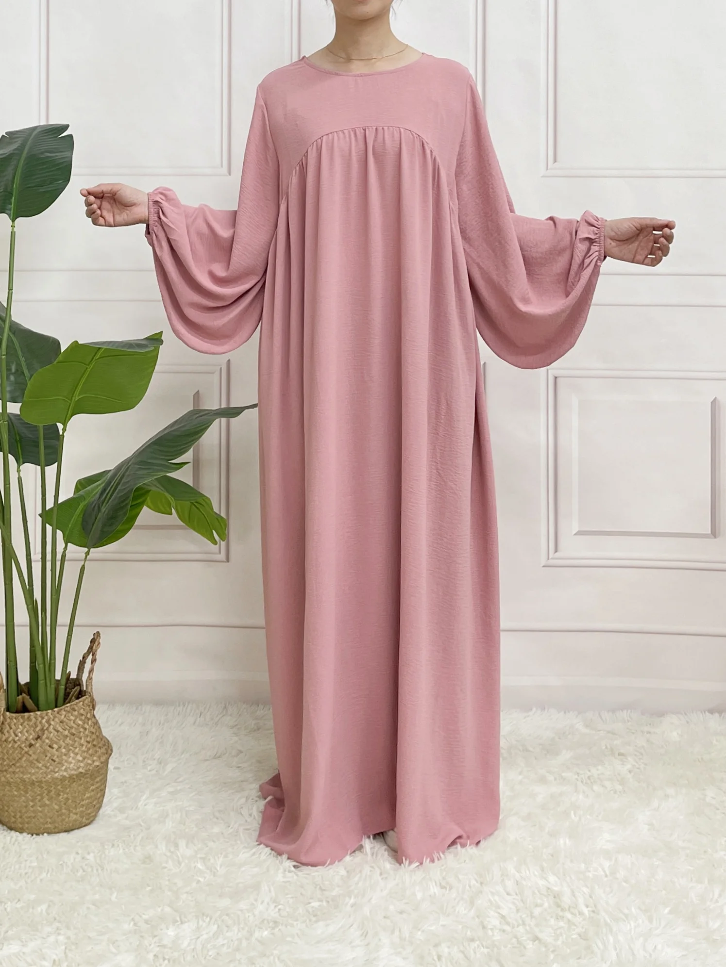 Ballseelve Abaya Modesty LongSleeve Cute Dress Muslim Soft Summer For Women