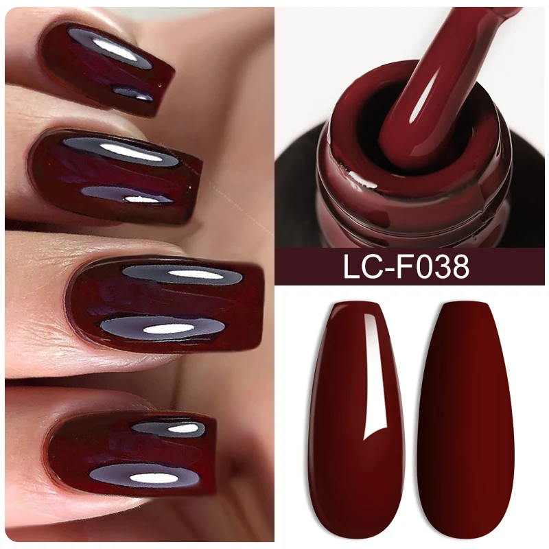 LILYCUTE Esmalte em gel marrom escuro outono inverno chocolate vinho vermelho caramelo cor série para manicure unhas arte verniz em gel