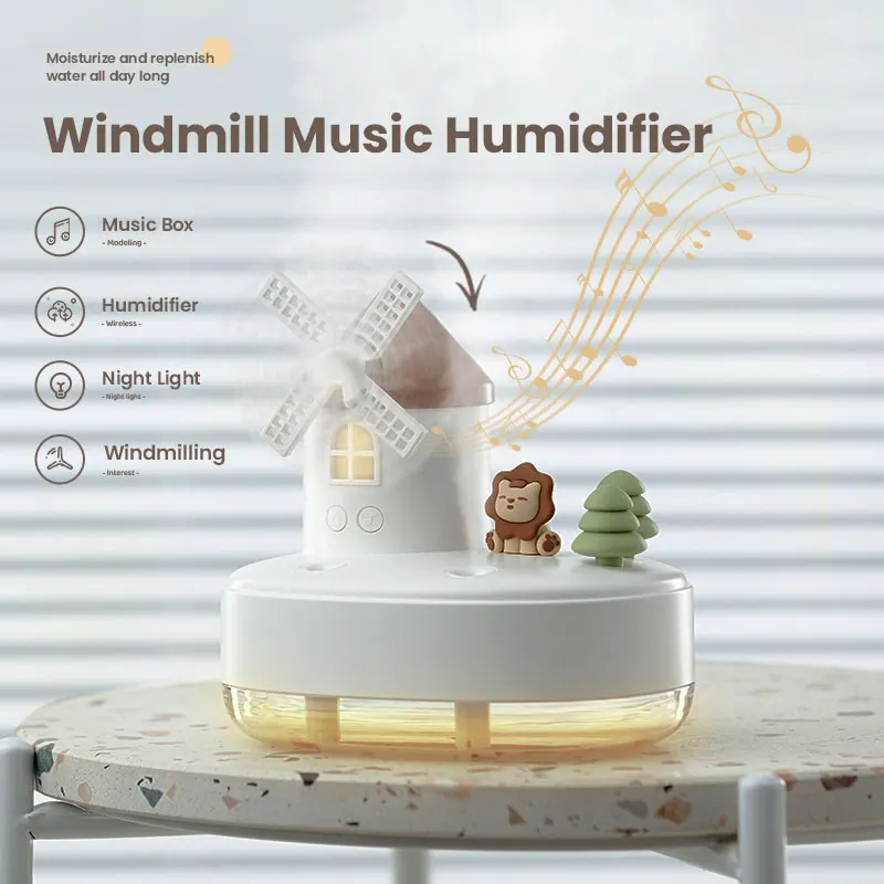 Dual Spray Mini 650ml Air Humidifier Purifier USB Cute Mouth Windmill Atomizer Spray Mute Desktop Air Humidifier Household