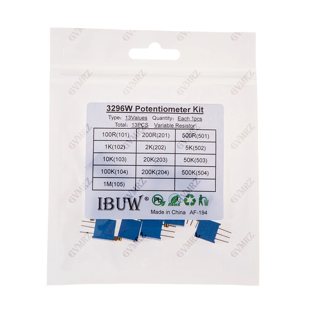 13PCS 3296W Trimmer Potentiometer Adjustable Resistor 10K 1M Ohm Variable Resistor with 3 Pins for DIY Electronics Projects 1M
