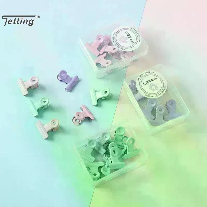 8PCS/Set Multiple Colors Vintage Metal Paper Clip Binder Clips Grip Clamps Ticket Paper Document Office School Stationery