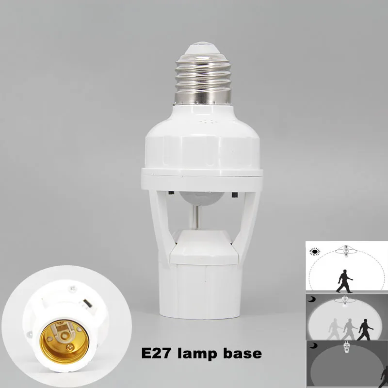 

E27 Lamp Head Human Body Infrared ir motion Sensor base socket Holder Household Two-Column light For yard Aisle Living Room R23