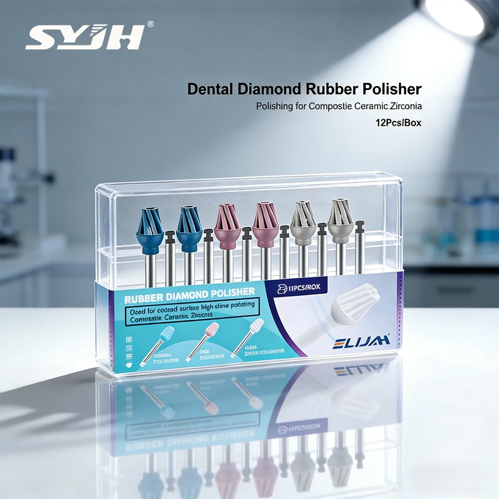 

SYJH 6/12Pcs Dental Rubber Spiral Flex Polisher Silver Handle Dental Rubber Diamond Eagle Brush Kit Helicoid Polishing Tool
