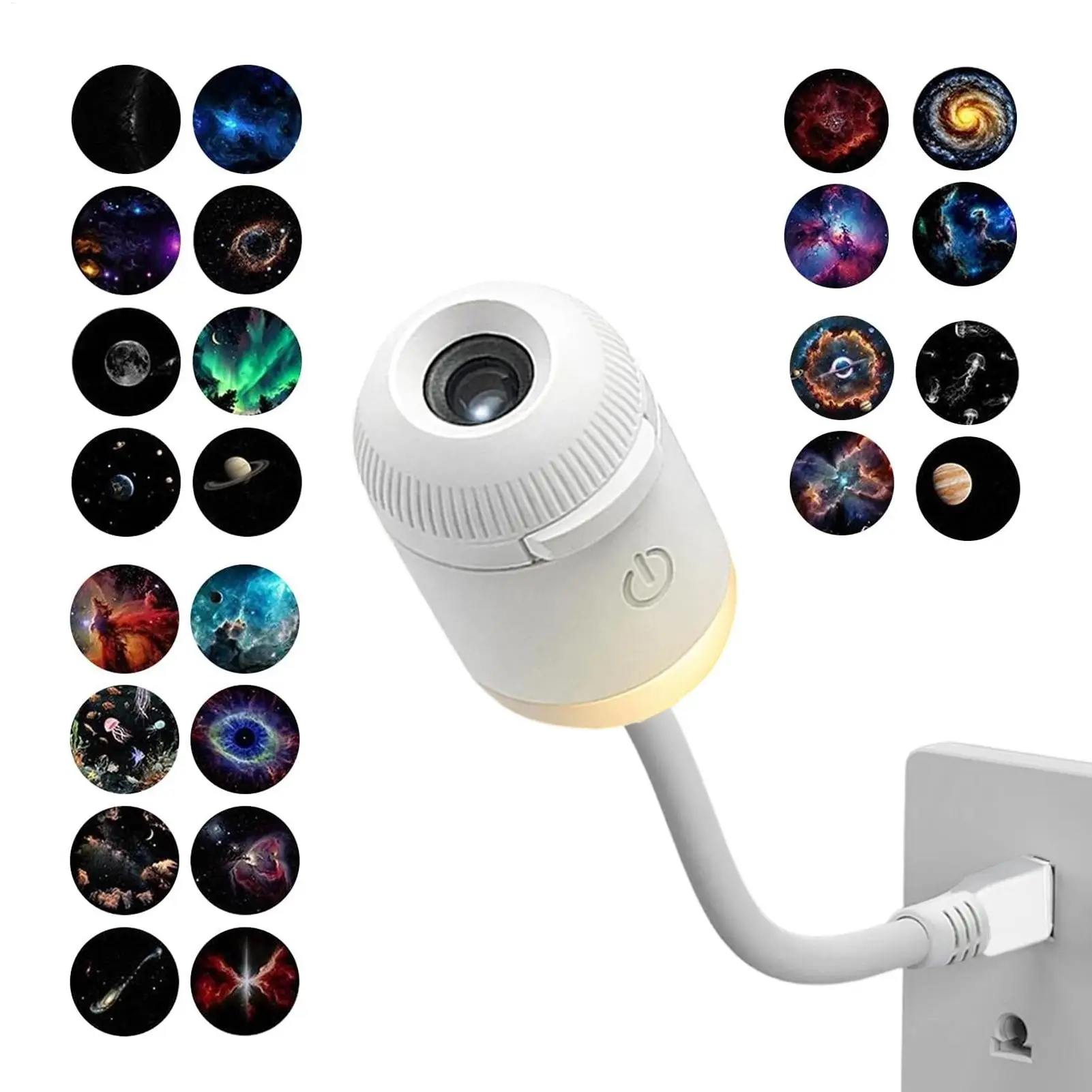 Galaxy Projector Night Light Adjustable Brightness USB Light 360 Degree Rotating Galaxy Lamp Projector with 24 Film Slides