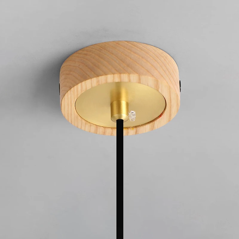 wood lamp Black walnut pendant lights home Decor brass living room dining room bar LED light bedroom bedside hanging lamps image 5